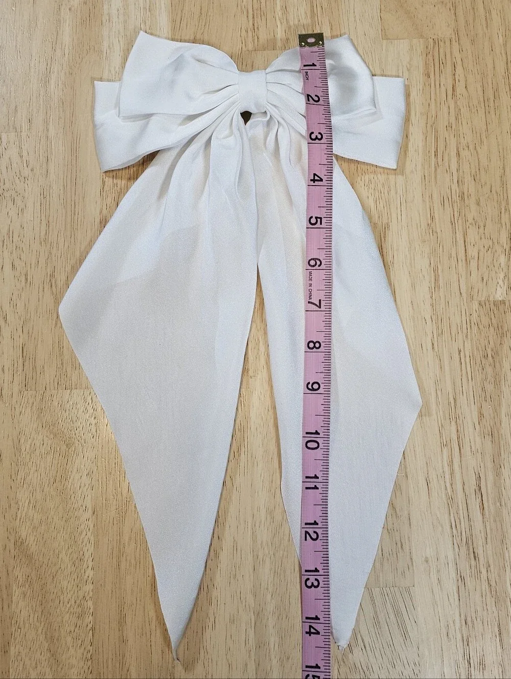 Elegant White Satin Ribbon Bow Barrette